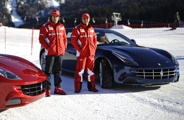 Alonso and Massa with Ferrari FF