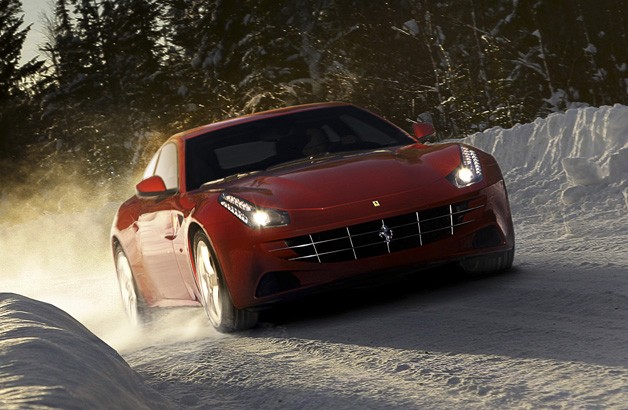 Markku Alen drives Ferrari FF in the snow