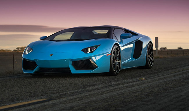 Lamborghini Aventador with HRE RS101 in Satin Black Front Angle