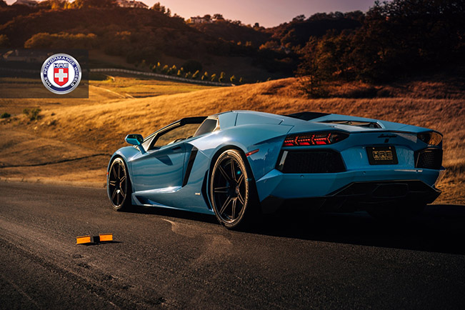 Lamborghini Aventador with HRE RS101 in Satin Black Rear Angle